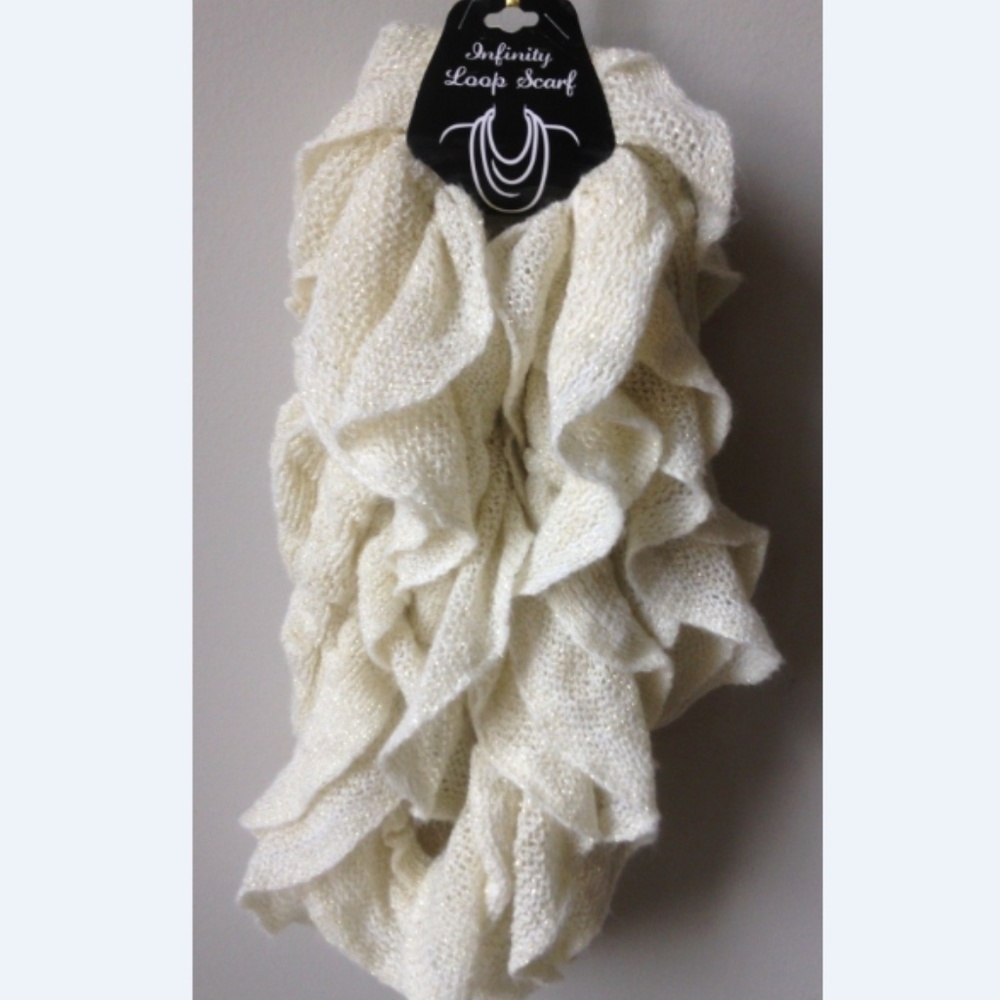 Infinity Loop Ruffle Edge Knitted Stretch Scarf